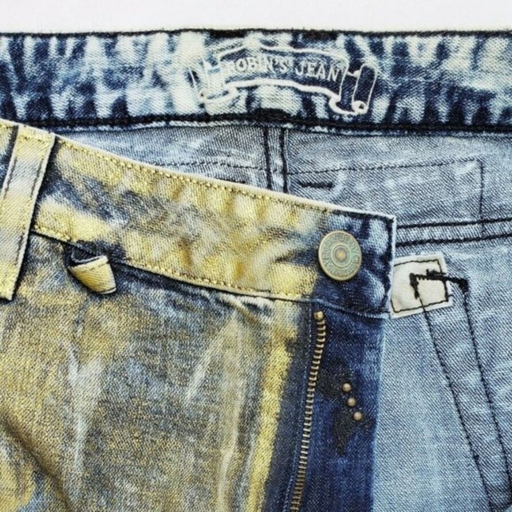 New ROBIN'S JEAN Racer Coated Slim Jeans SZ 40 - Picture 5 of 8
